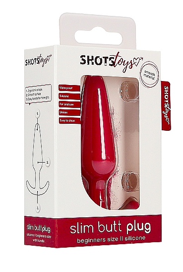 Raudonas analinis kaištis „Narrow Beginner Butt Plug“- 7,5 cm